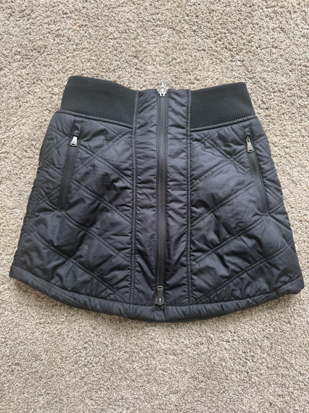 Prana Quilted Black Zip-Front Women's Skirt